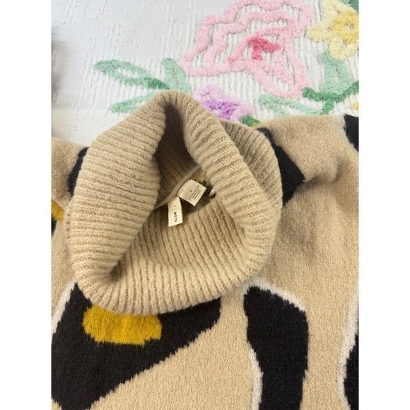 MOTH Turtleneck Sweater Animal Print‎ Yellow Black Beige Pullover S - Picture 7 of 10